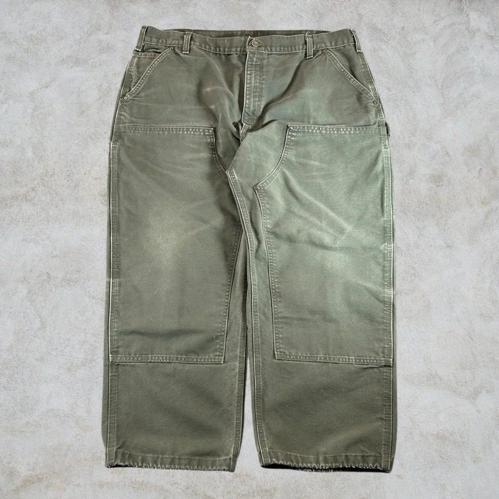 Carhartt Double Knee Pants Mens 42x30 Moss Green Carpenter Baggy Y2K Canvas B136